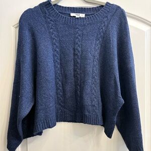 Jack by BB Dakota Women's Deep Blue Cable Knit Sweater